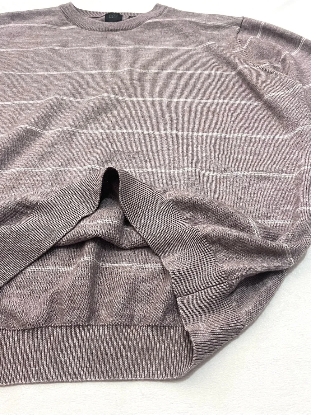 Saks Fifth Avenue Light Brown Striped Crewneck Wool Blend Sweater Women’s XL
